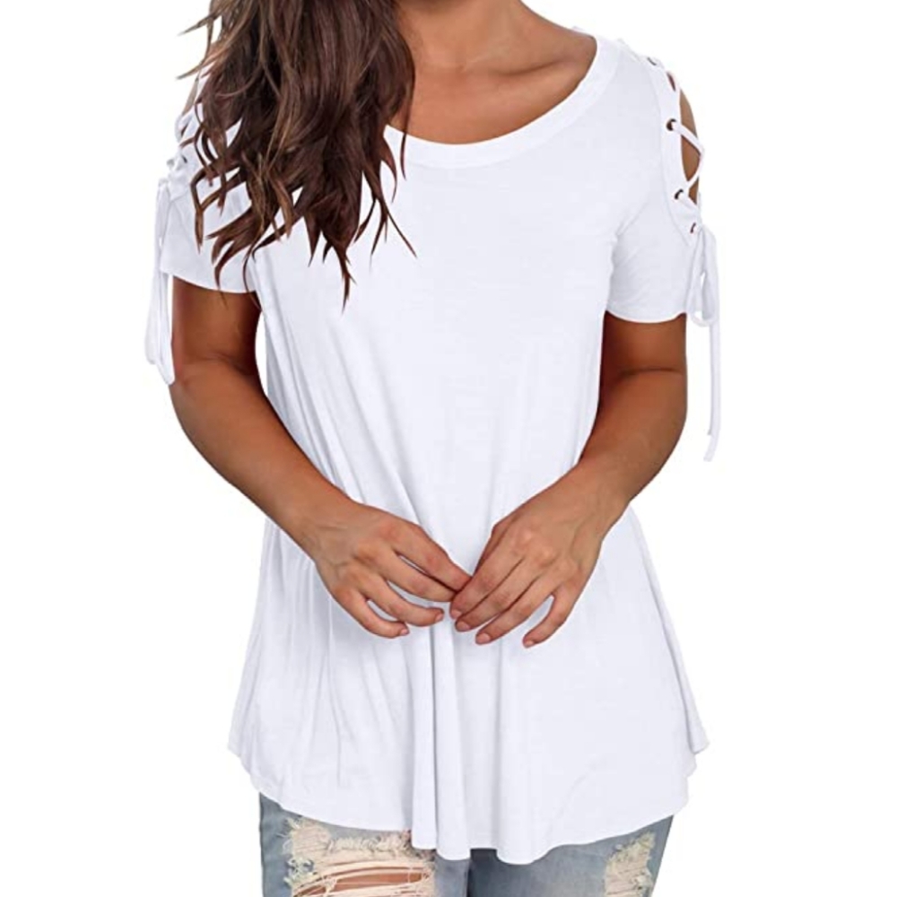 Women's summer short sleeve T-shirt round neck Tee